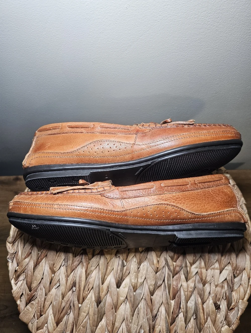 Brown Leather Tassel Loafers Mens Size 10 Driving Shoes Classic Preppy